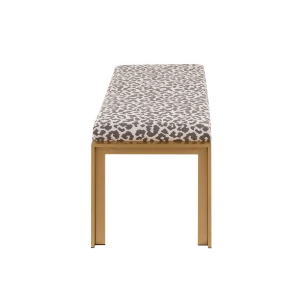Fuji Contemporary Gold Metal Beige Leopard Fabric Bench 5