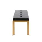 Fuji Contemporary Gold Metal and Black Faux Leather Bench 12 Fuji Contemporary Gold Metal and Black Faux Leather Bench