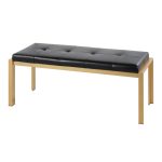Fuji Contemporary Gold Metal and Black Faux Leather Bench 13 Fuji Contemporary Gold Metal and Black Faux Leather Bench