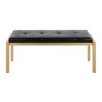 Fuji Contemporary Gold Metal and Black Faux Leather Bench 14 Fuji Contemporary Gold Metal and Black Faux Leather Bench