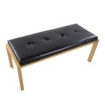 Fuji Contemporary Gold Metal and Black Faux Leather Bench 15 Fuji Contemporary Gold Metal and Black Faux Leather Bench