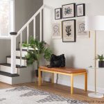 Fuji Contemporary Gold and Camel Faux Leather Bench 12 Fuji Contemporary Gold and Camel Faux Leather Bench