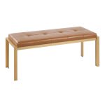 Fuji Contemporary Gold and Camel Faux Leather Bench 15 Fuji Contemporary Gold and Camel Faux Leather Bench