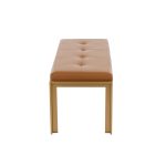 Fuji Contemporary Gold and Camel Faux Leather Bench 16 Fuji Contemporary Gold and Camel Faux Leather Bench