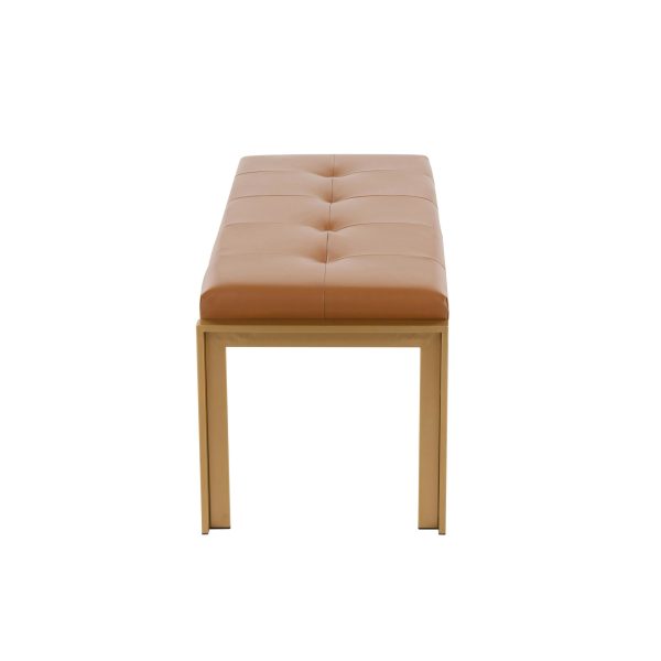 Fuji Contemporary Gold and Camel Faux Leather Bench 5