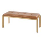 Fuji Contemporary Gold and Camel Faux Leather Bench 17 Fuji Contemporary Gold and Camel Faux Leather Bench