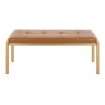 Fuji Contemporary Gold and Camel Faux Leather Bench 18 Fuji Contemporary Gold and Camel Faux Leather Bench