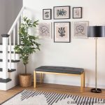 Fuji Contemporary Gold and Grey Faux Leather Bench 12 Fuji Contemporary Gold and Grey Faux Leather Bench