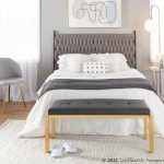 Fuji Contemporary Gold and Grey Faux Leather Bench 11 Fuji Contemporary Gold and Grey Faux Leather Bench