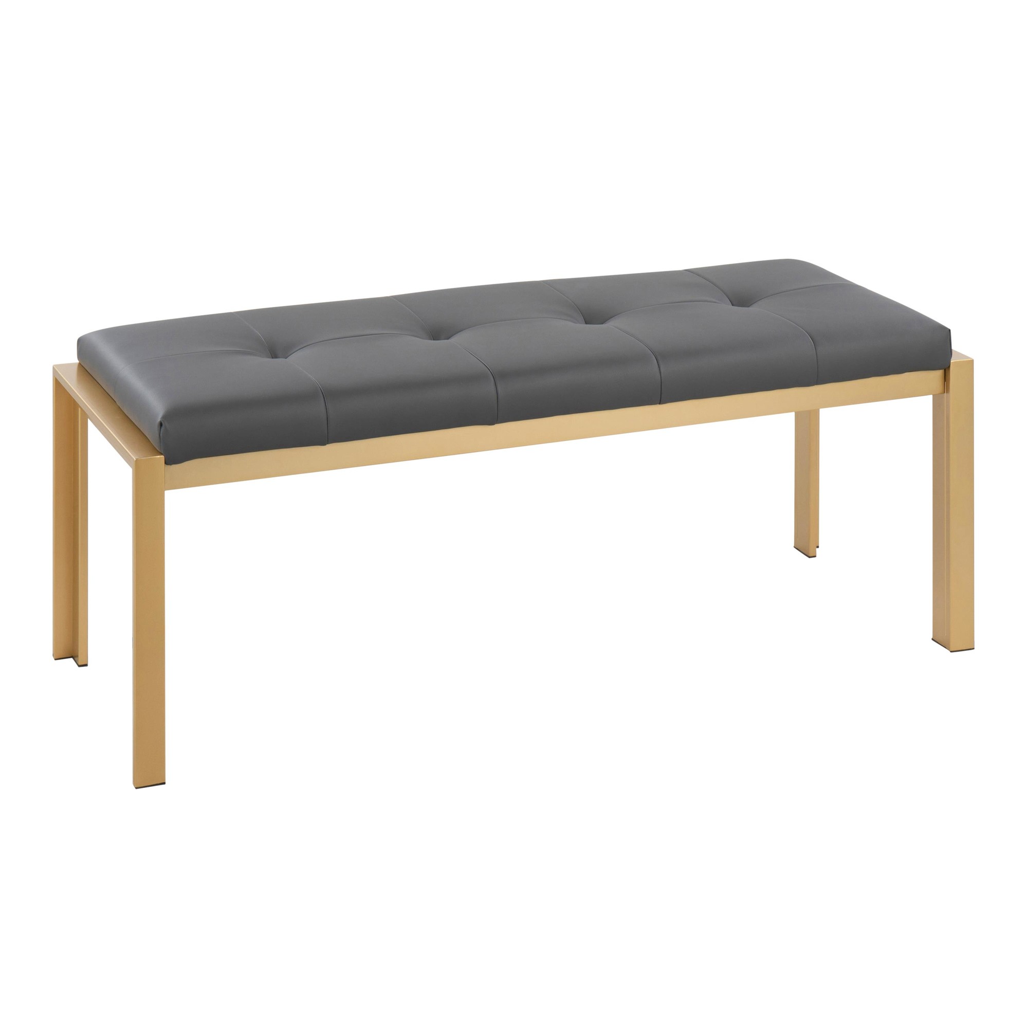 Fuji Contemporary Gold and Grey Faux Leather Bench 5 Fuji Contemporary Gold and Grey Faux Leather Bench - Image 5