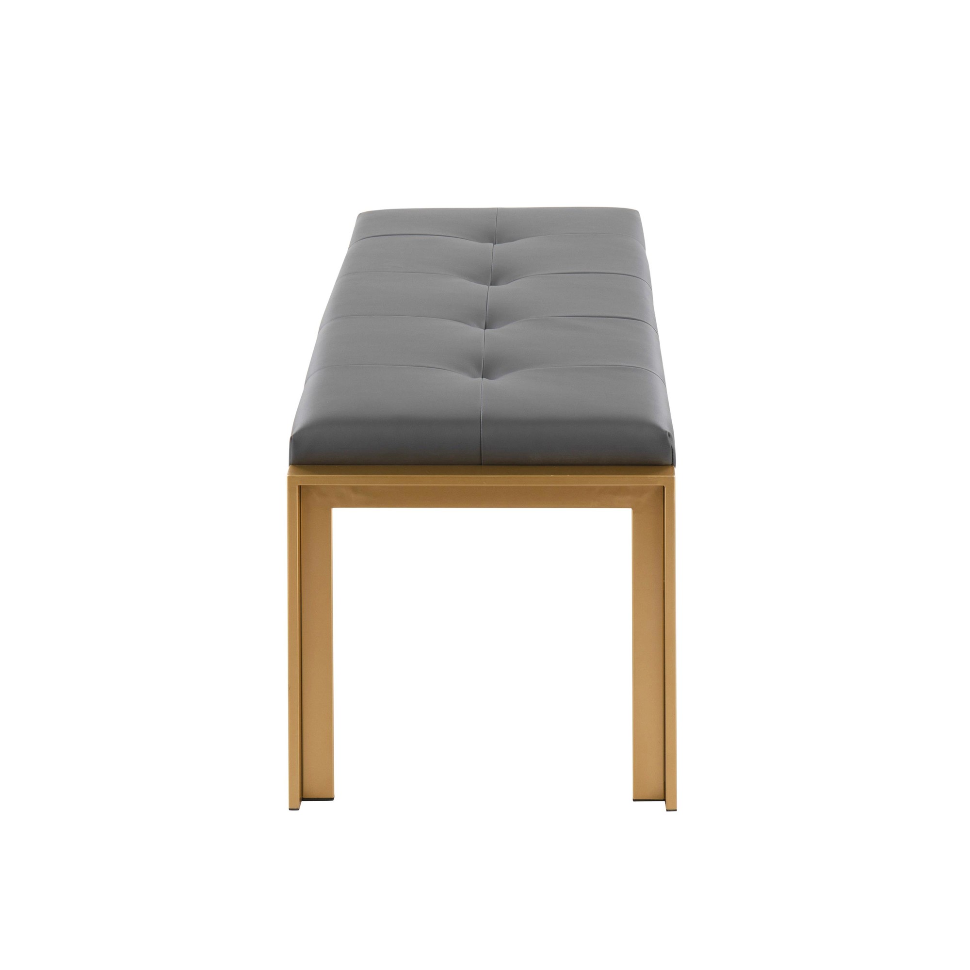 Fuji Contemporary Gold and Grey Faux Leather Bench 6 Fuji Contemporary Gold and Grey Faux Leather Bench - Image 6