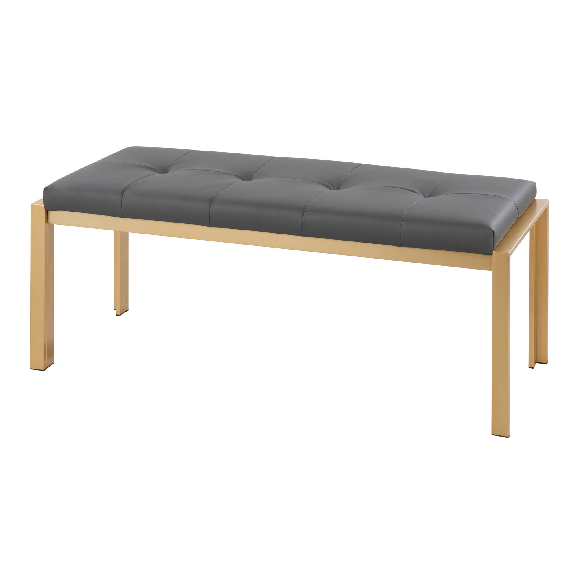 Fuji Contemporary Gold and Grey Faux Leather Bench 7 Fuji Contemporary Gold and Grey Faux Leather Bench - Image 7