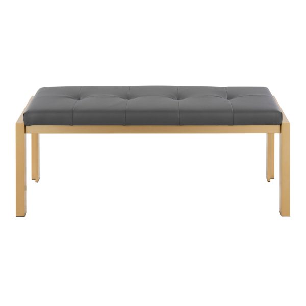 Fuji Contemporary Gold and Grey Faux Leather Bench 7