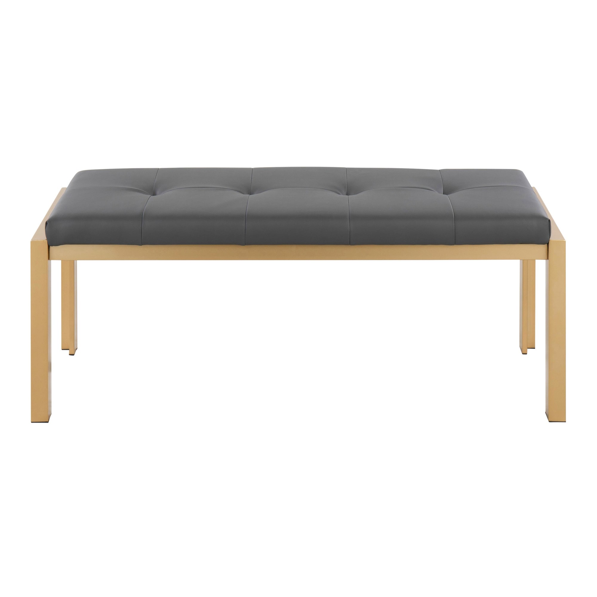 Fuji Contemporary Gold and Grey Faux Leather Bench 8 Fuji Contemporary Gold and Grey Faux Leather Bench - Image 8