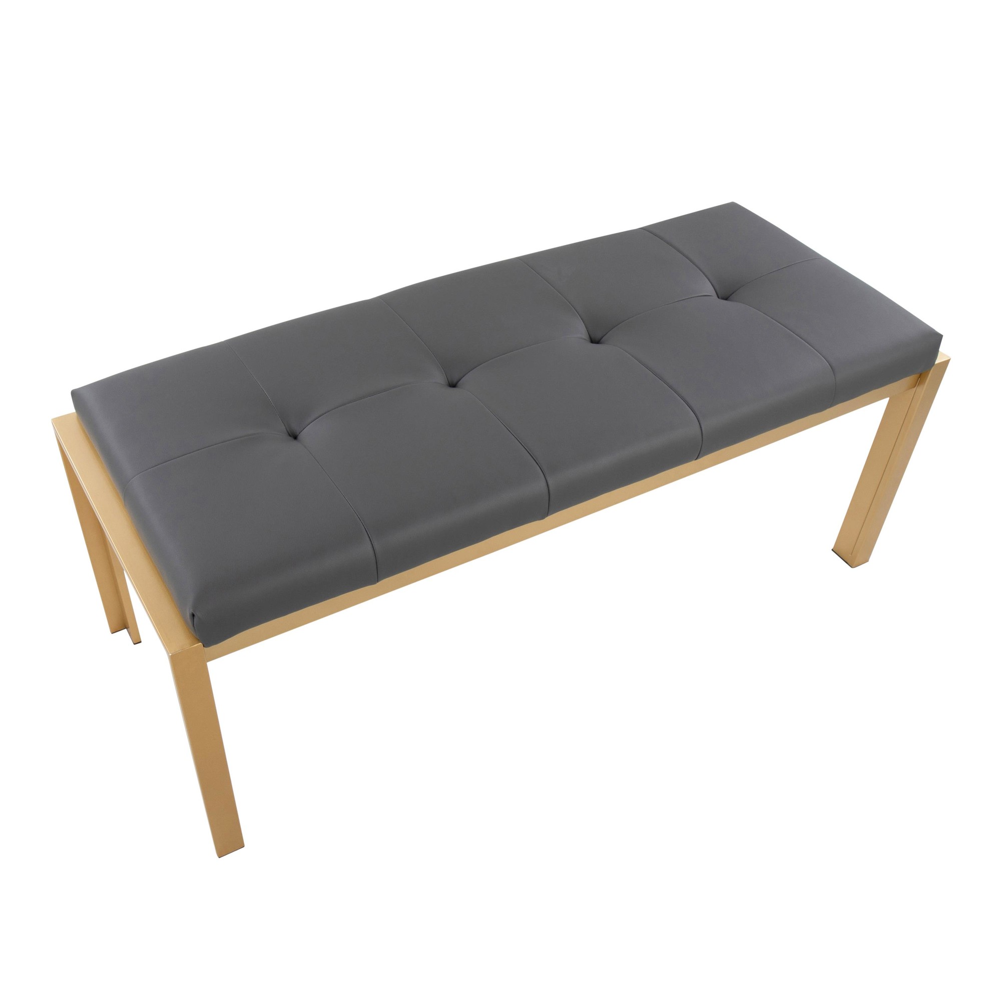 Fuji Contemporary Gold and Grey Faux Leather Bench 9 Fuji Contemporary Gold and Grey Faux Leather Bench - Image 9
