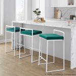 Fuji Contemporary Stackable White Counter Stools with Green Cushion (Set of 2) (Set of 2) 14 Fuji Contemporary Stackable White Counter Stools with Green Cushion (Set of 2) (Set of 2)