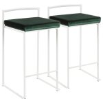 Fuji Contemporary Stackable White Counter Stools with Green Cushion (Set of 2) (Set of 2) 15 Fuji Contemporary Stackable White Counter Stools with Green Cushion (Set of 2) (Set of 2)