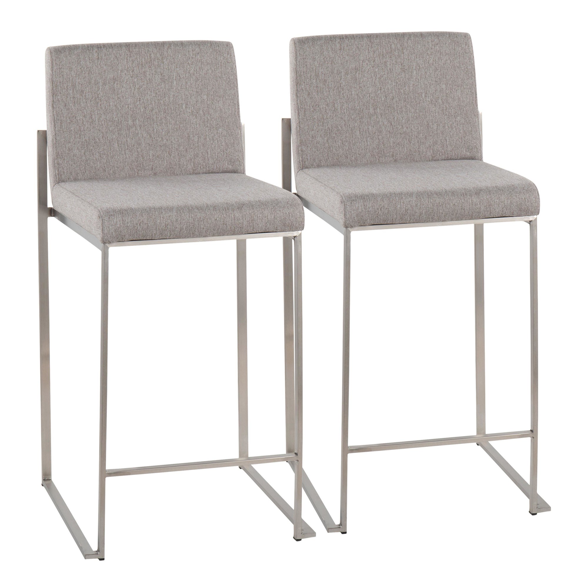 Fuji Contemporary Stainless Steel Grey Fabric Counter Stools (Set of 2) 3 Fuji Contemporary Stainless Steel Grey Fabric Counter Stools (Set of 2) - Image 3