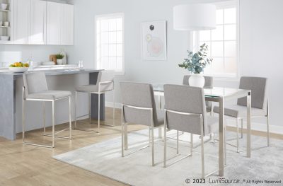 Fuji Contemporary Stainless Steel Grey Fabric Counter Stools (Set of 2)