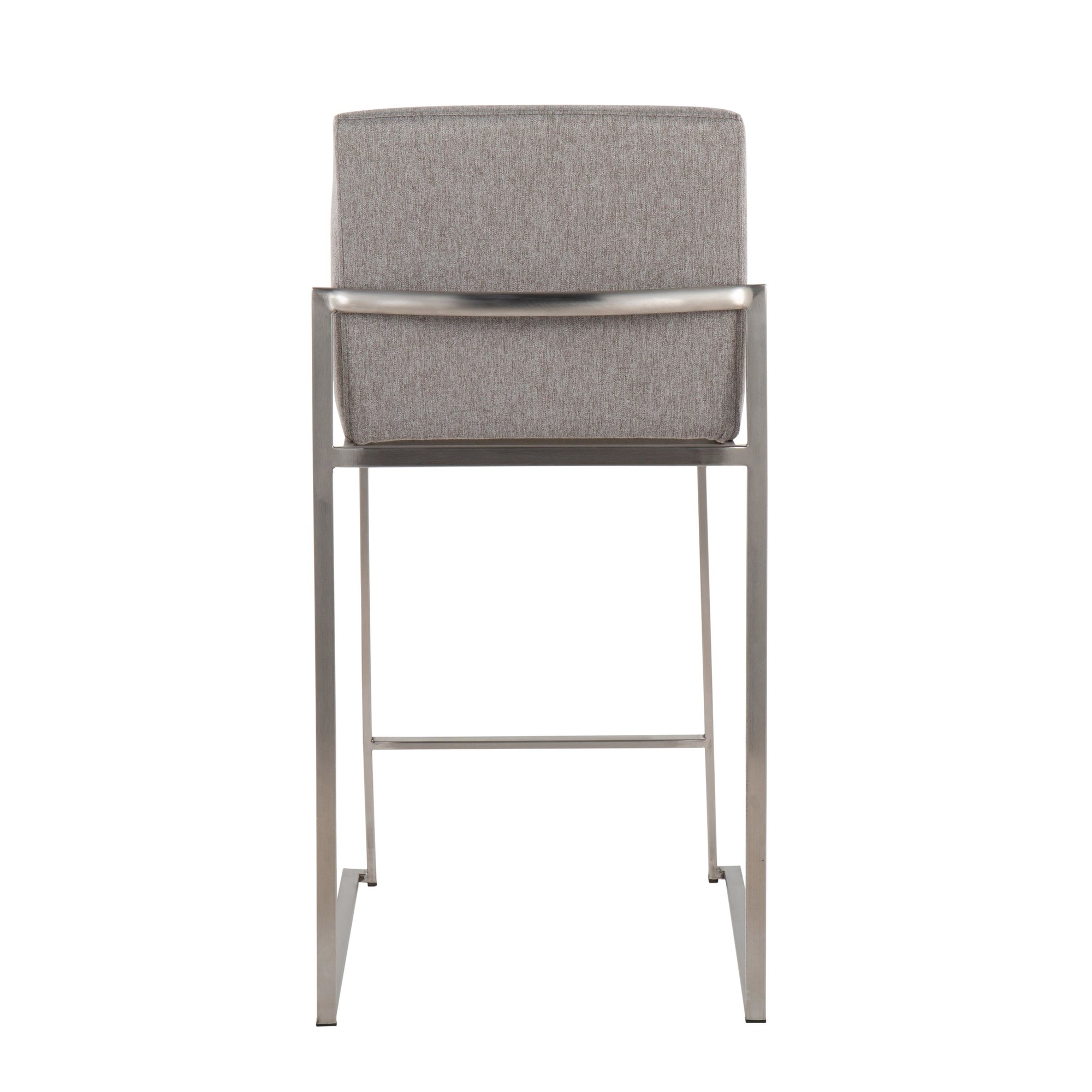 Fuji Contemporary Stainless Steel Grey Fabric Counter Stools (Set of 2) 7 Fuji Contemporary Stainless Steel Grey Fabric Counter Stools (Set of 2) - Image 7