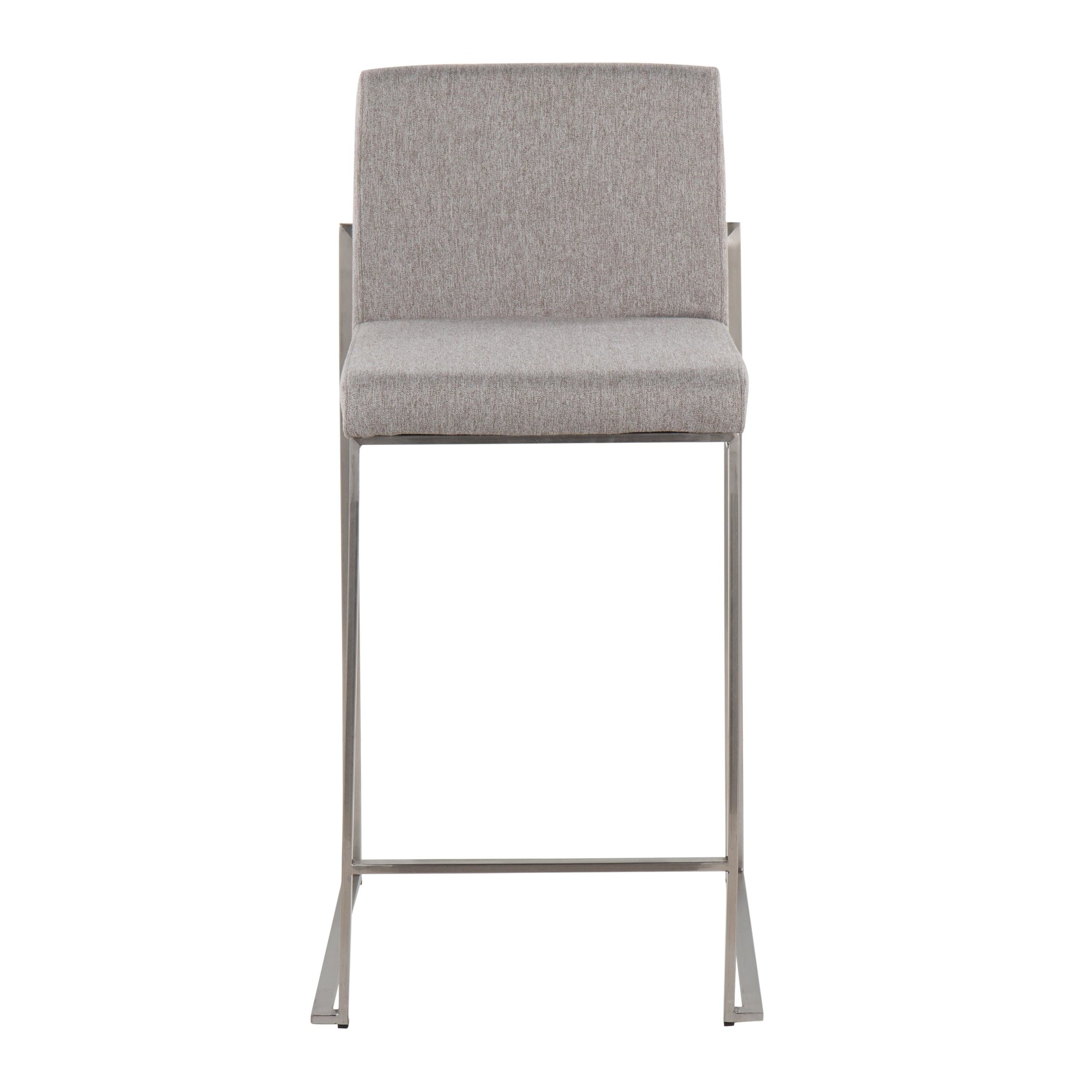 Fuji Contemporary Stainless Steel Grey Fabric Counter Stools (Set of 2) 8 Fuji Contemporary Stainless Steel Grey Fabric Counter Stools (Set of 2) - Image 8