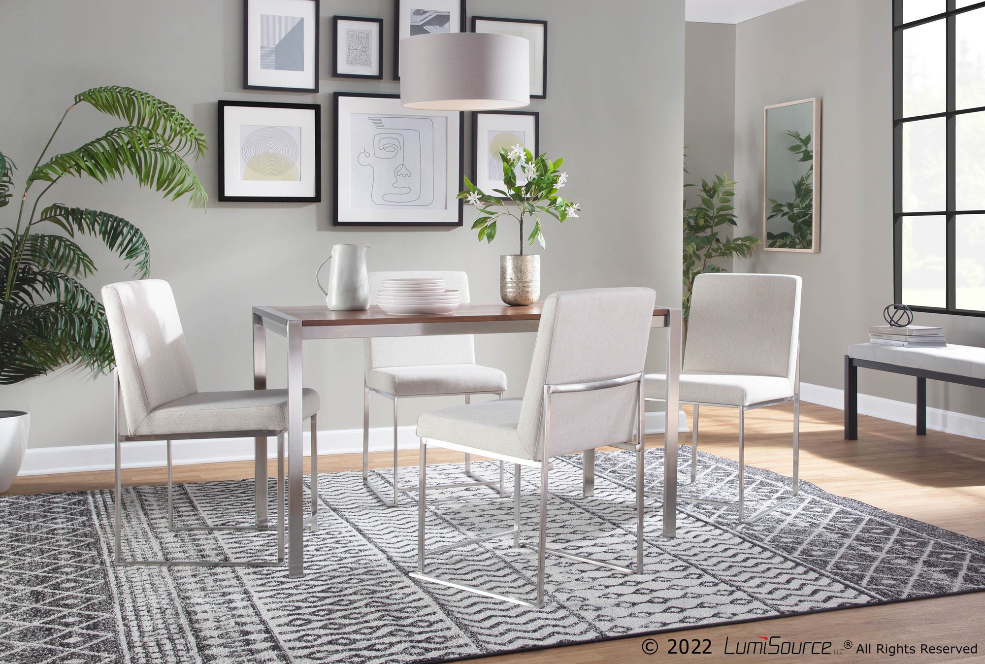 Fuji Contemporary Stainless Steel Walnut Dining Table 2 Fuji Contemporary Stainless Steel Walnut Dining Table - Image 2