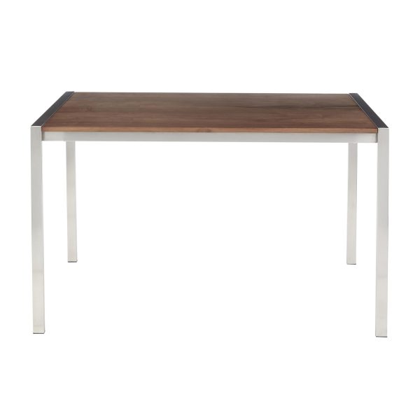 Fuji Contemporary Stainless Steel Walnut Dining Table 11