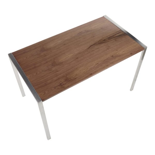Fuji Contemporary Stainless Steel Walnut Dining Table 12