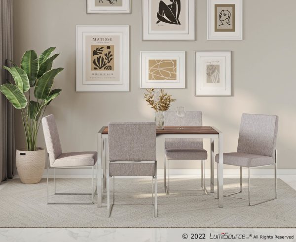 Fuji Contemporary Stainless Steel Walnut Dining Table 5