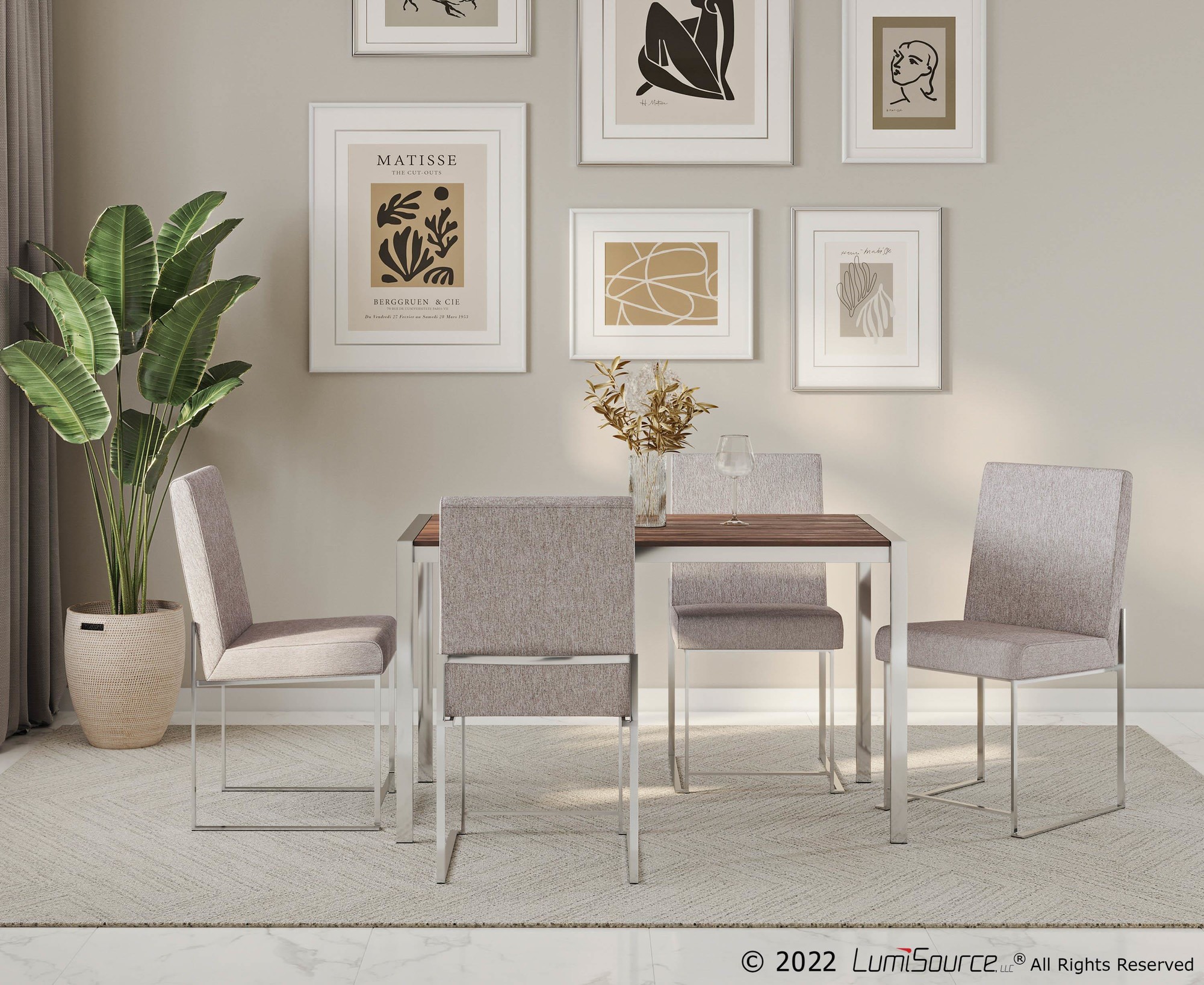 Fuji Contemporary Stainless Steel Walnut Dining Table 6 Fuji Contemporary Stainless Steel Walnut Dining Table - Image 6