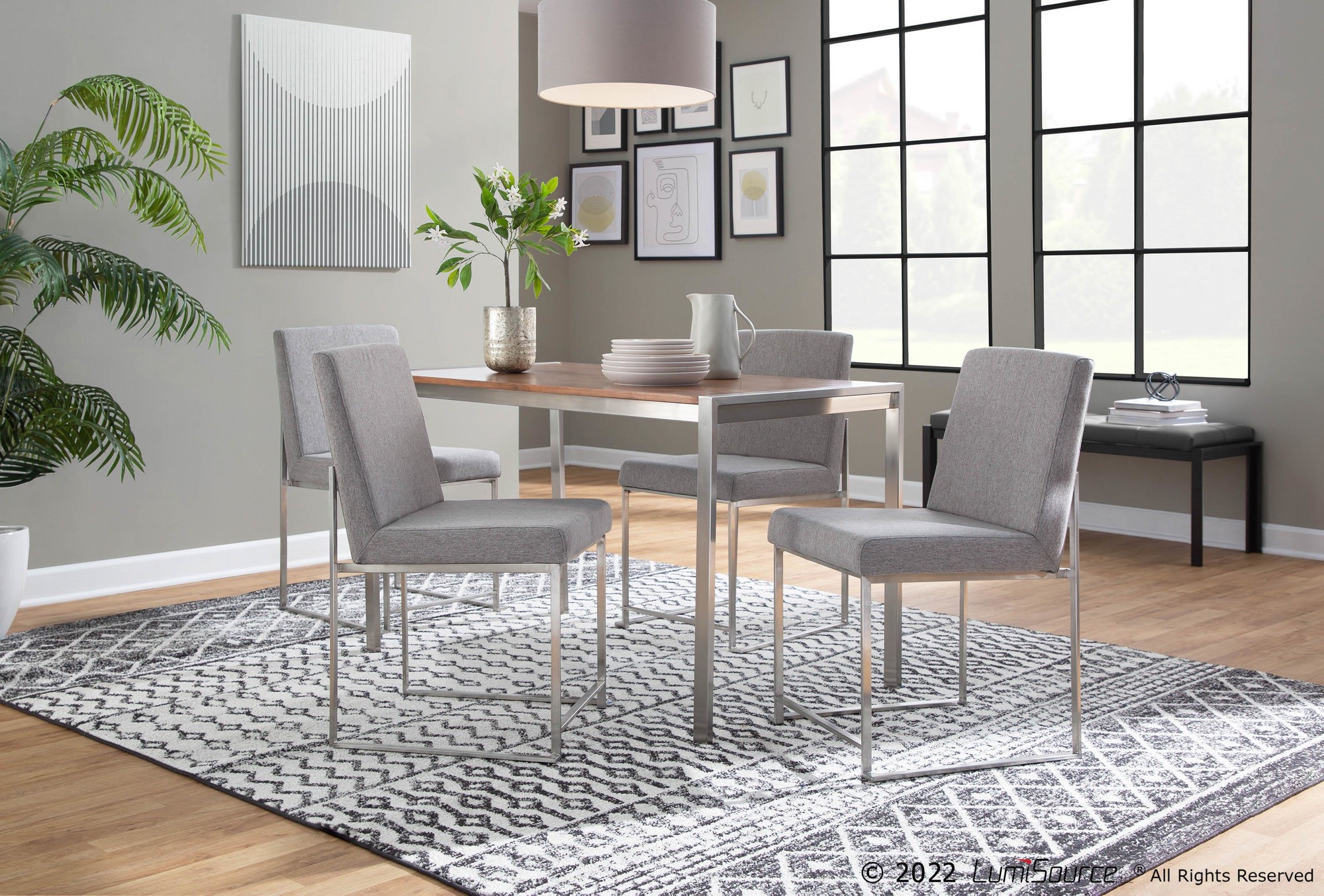 Fuji Contemporary Stainless Steel Walnut Dining Table 1 Fuji Contemporary Stainless Steel Walnut Dining Table