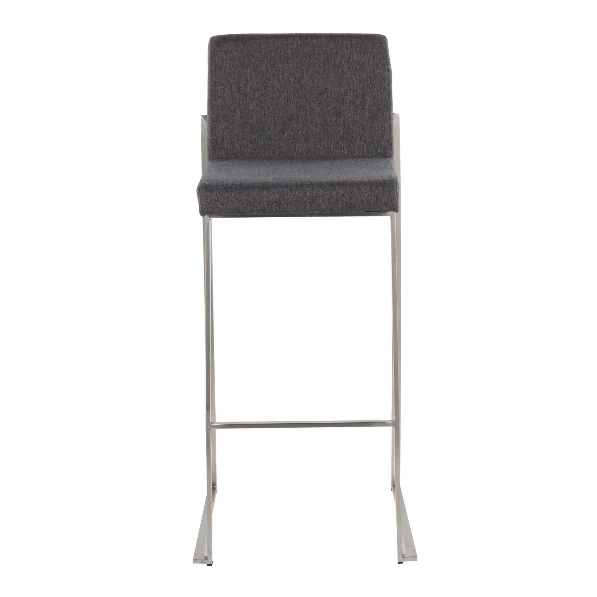 Fuji Contemporary Stainless Steel and Charcoal Bar Stools (Set of 2) 6 Fuji Contemporary Stainless Steel and Charcoal Bar Stools (Set of 2) - Image 6