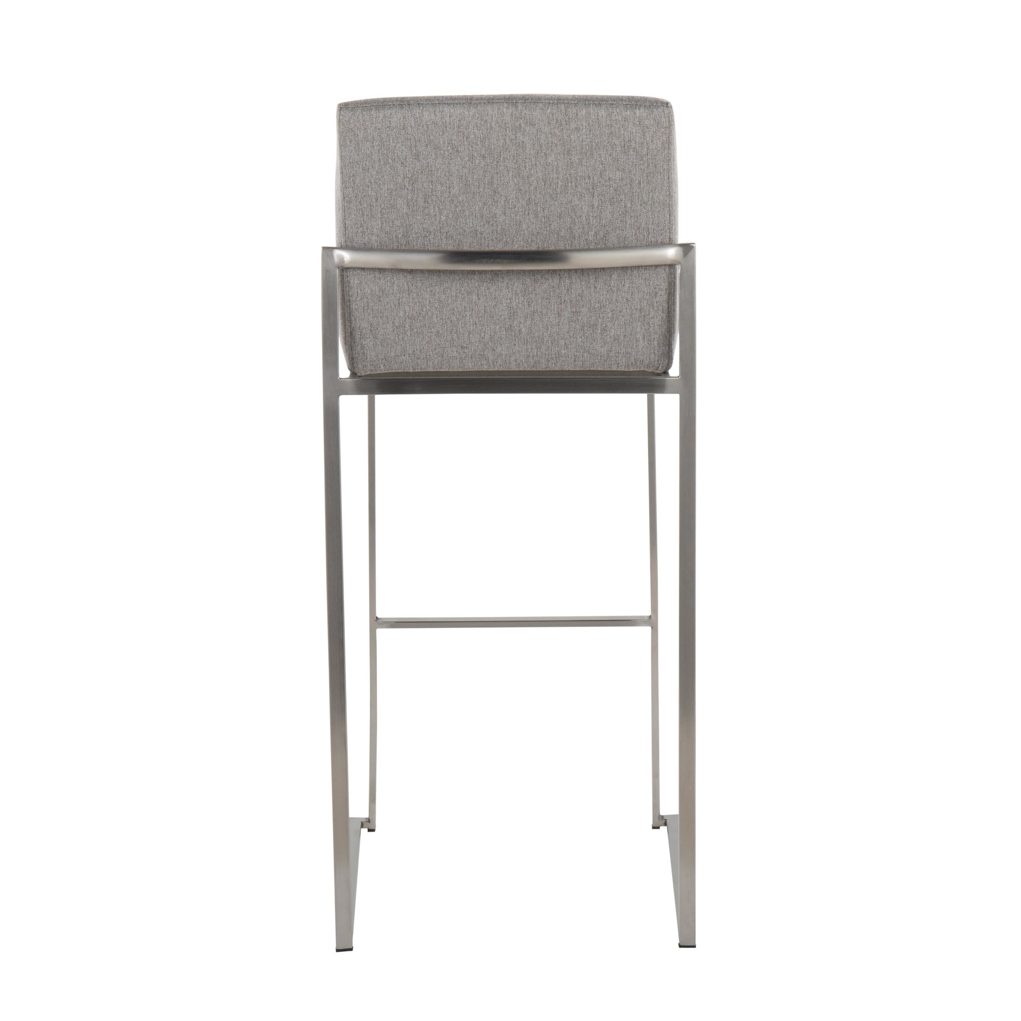 Fuji Contemporary Stainless Steel and Grey Fabric Bar Stools (Set of 2) 6 Fuji Contemporary Stainless Steel and Grey Fabric Bar Stools (Set of 2) - Image 6