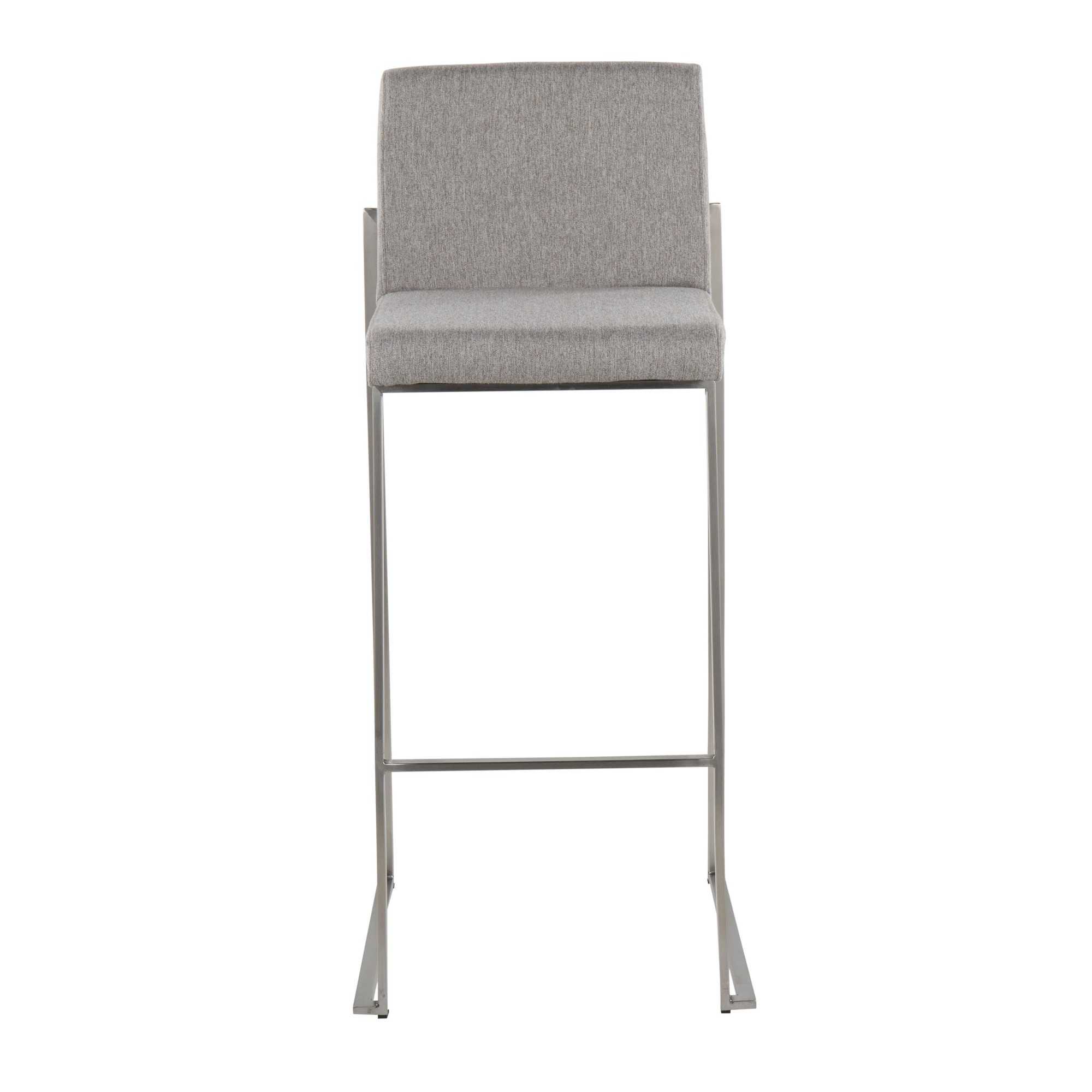Fuji Contemporary Stainless Steel and Grey Fabric Bar Stools (Set of 2) 7 Fuji Contemporary Stainless Steel and Grey Fabric Bar Stools (Set of 2) - Image 7