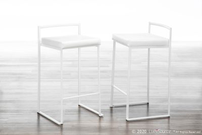 Fuji Contemporary White Velvet Stackable Counter Stools (Set of 2) (Set of 2)