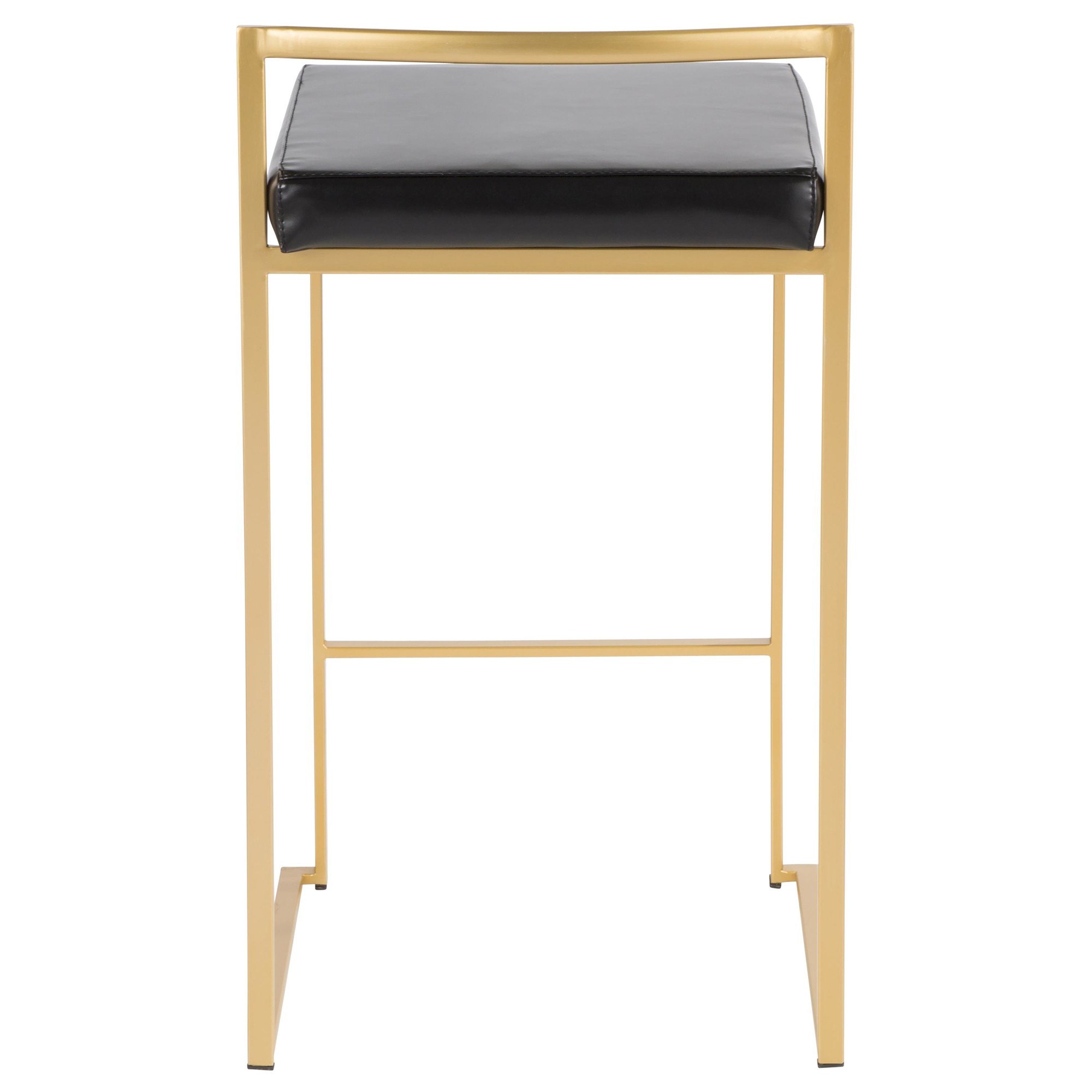 Fuji Gold Black Faux Leather Contemporary Counter Stools (Set of 2) 13 Fuji Gold Black Faux Leather Contemporary Counter Stools (Set of 2) - Image 13