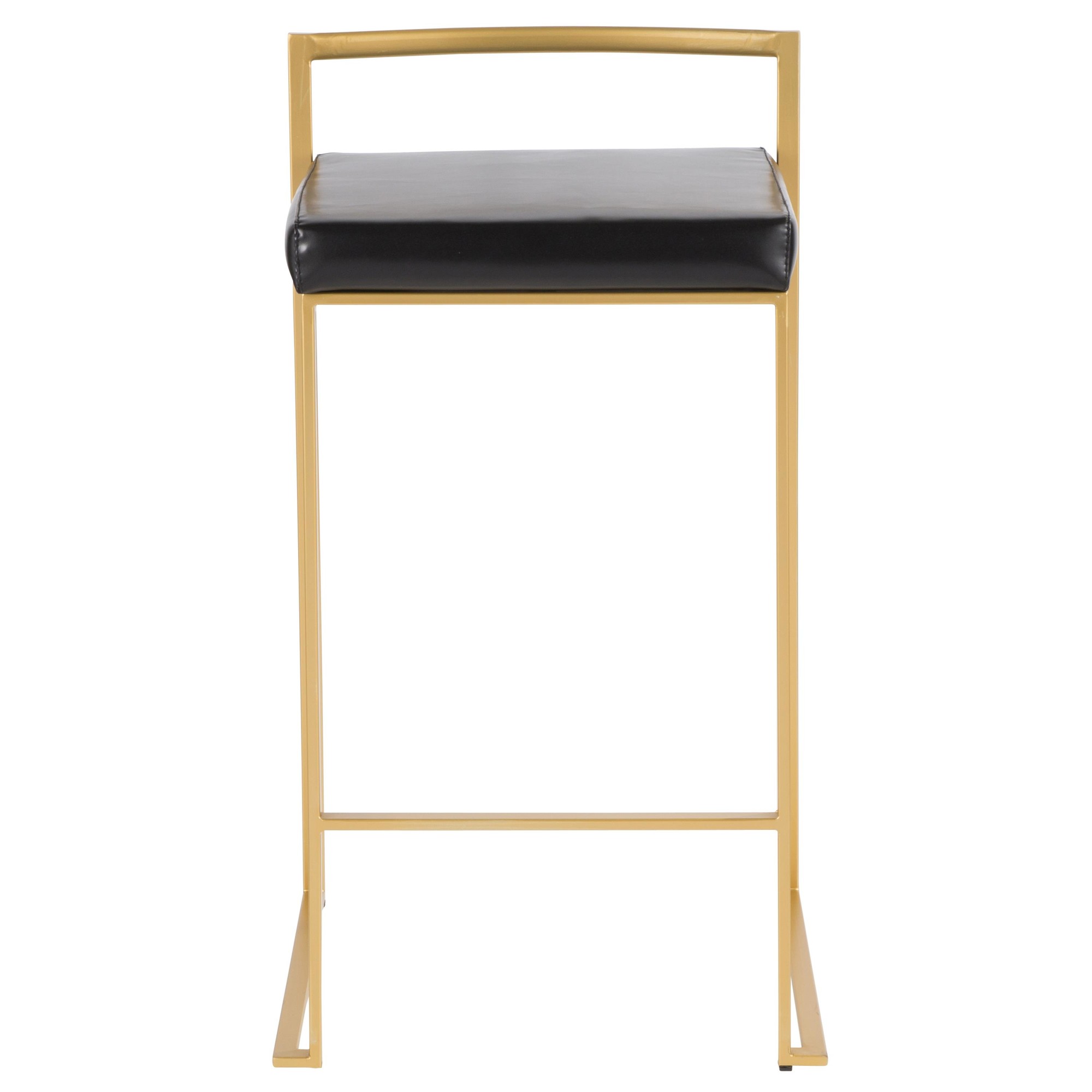 Fuji Gold Black Faux Leather Contemporary Counter Stools (Set of 2) 14 Fuji Gold Black Faux Leather Contemporary Counter Stools (Set of 2) - Image 14