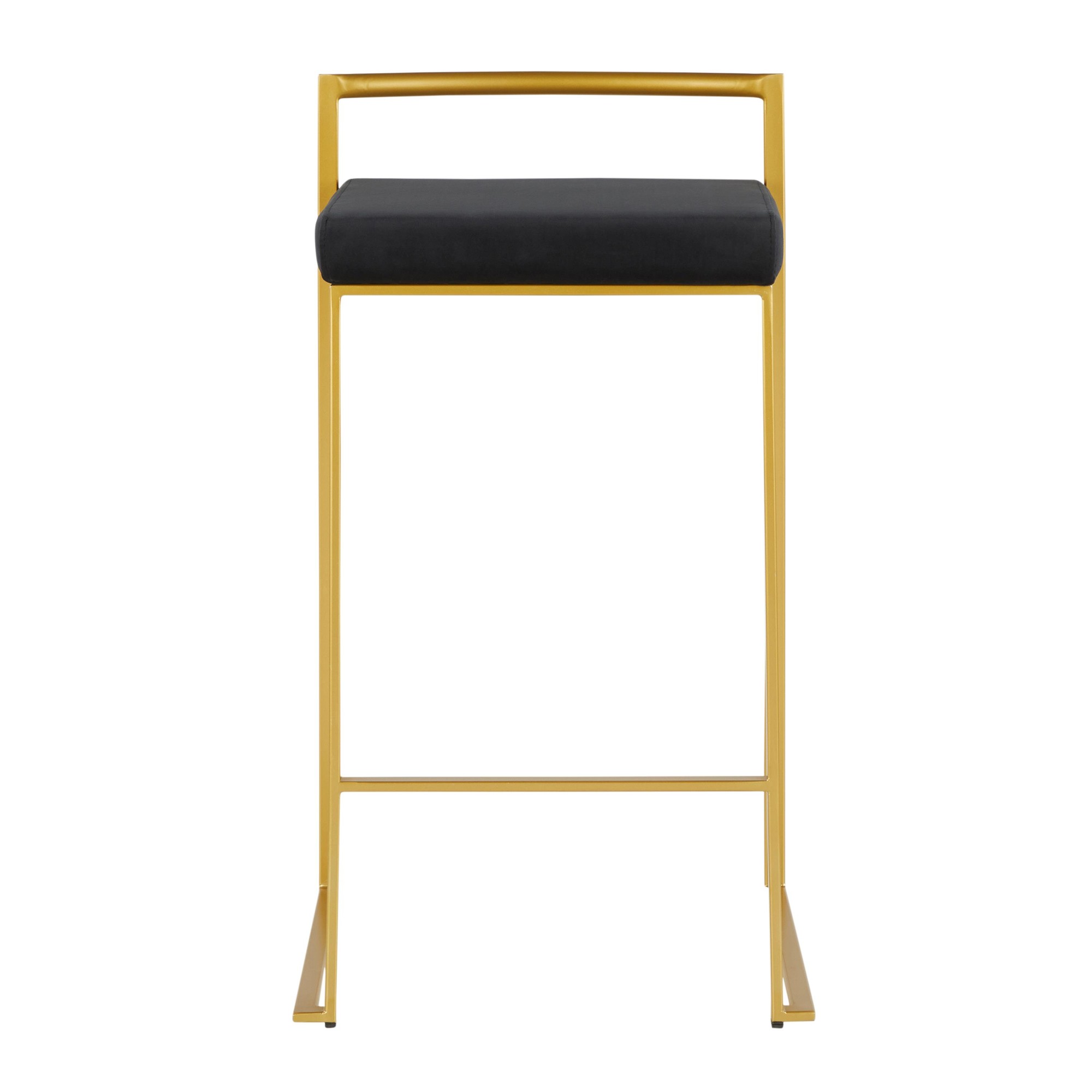 Fuji Gold Black Velvet Contemporary Counter Stools 26-Inch (Set of 2) 12 Fuji Gold Black Velvet Contemporary Counter Stools 26-Inch (Set of 2) - Image 12