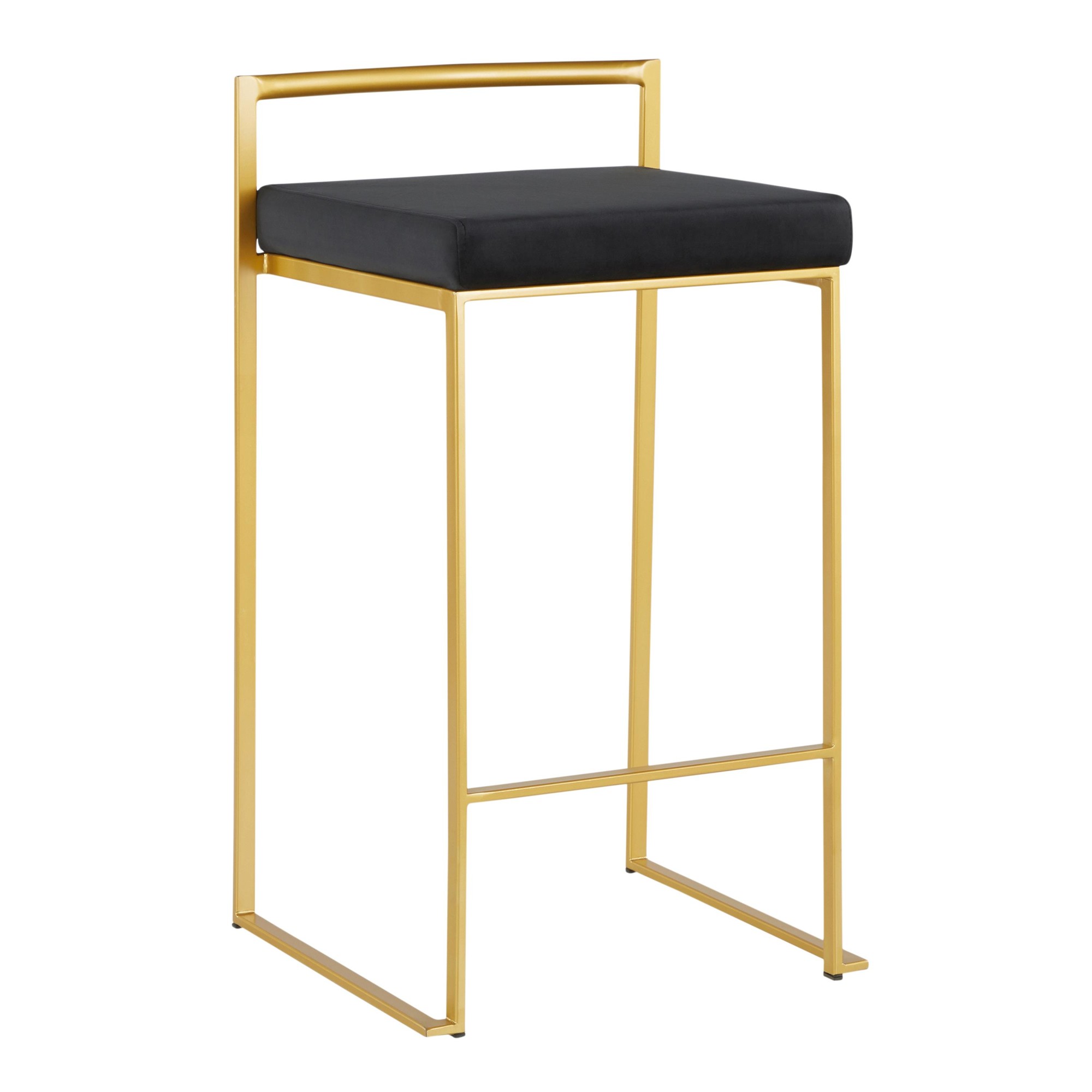 Fuji Gold Black Velvet Contemporary Counter Stools 26-Inch (Set of 2) 8 Fuji Gold Black Velvet Contemporary Counter Stools 26-Inch (Set of 2) - Image 8