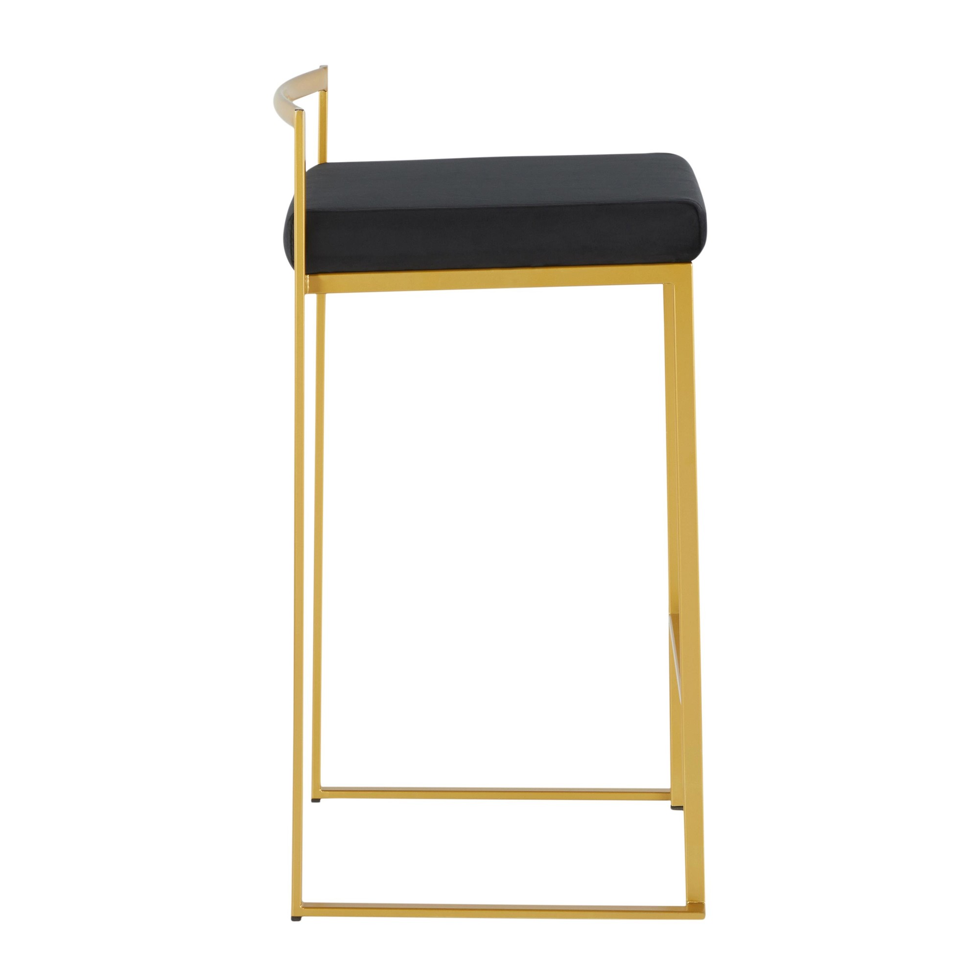 Fuji Gold Black Velvet Contemporary Counter Stools 26-Inch (Set of 2) 9 Fuji Gold Black Velvet Contemporary Counter Stools 26-Inch (Set of 2) - Image 9