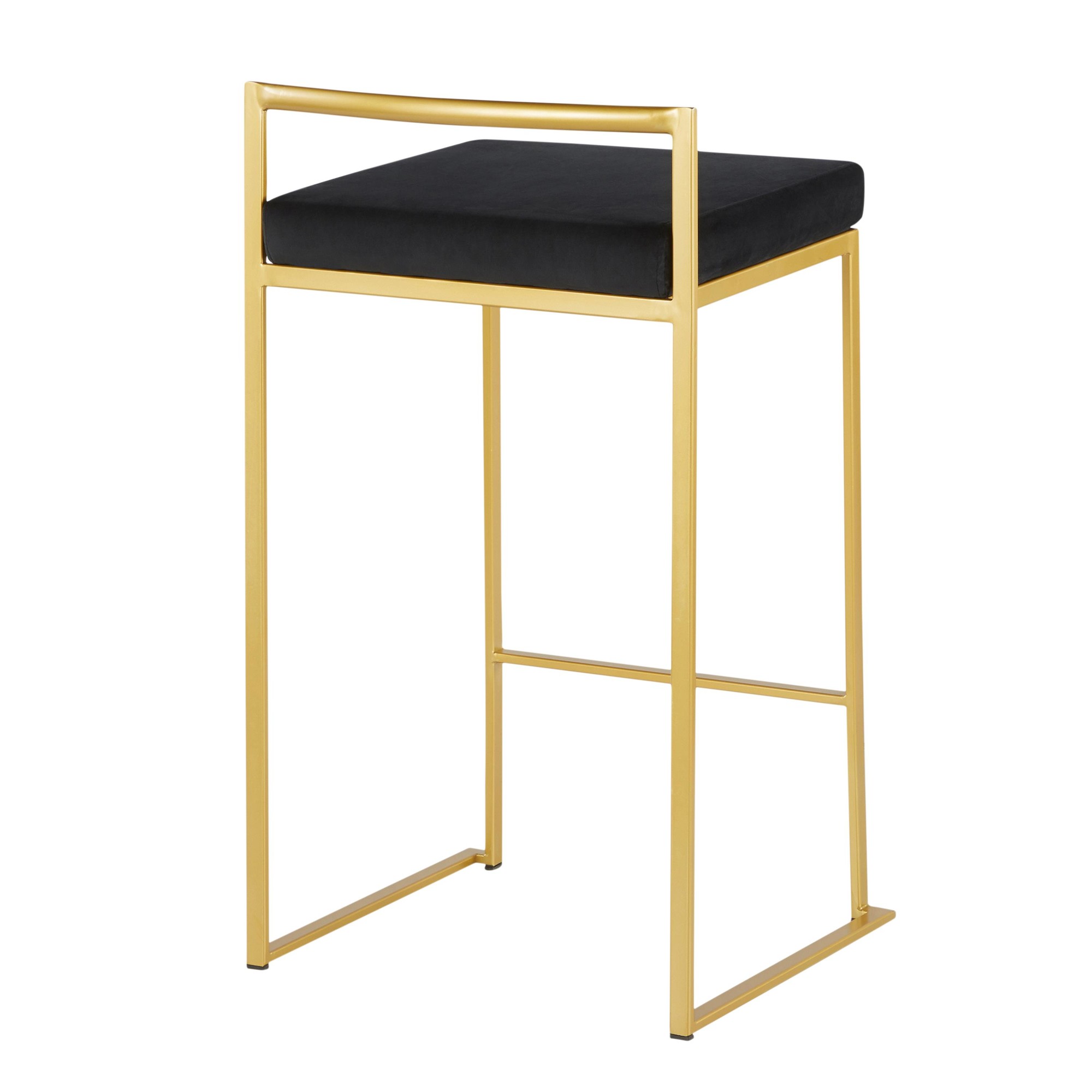 Fuji Gold Black Velvet Contemporary Counter Stools 26-Inch (Set of 2) 10 Fuji Gold Black Velvet Contemporary Counter Stools 26-Inch (Set of 2) - Image 10