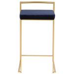 Fuji Gold Blue Velvet Glam Contemporary Counter Stool Set (Set of 2) 30 Fuji Gold Blue Velvet Glam Contemporary Counter Stool Set (Set of 2)