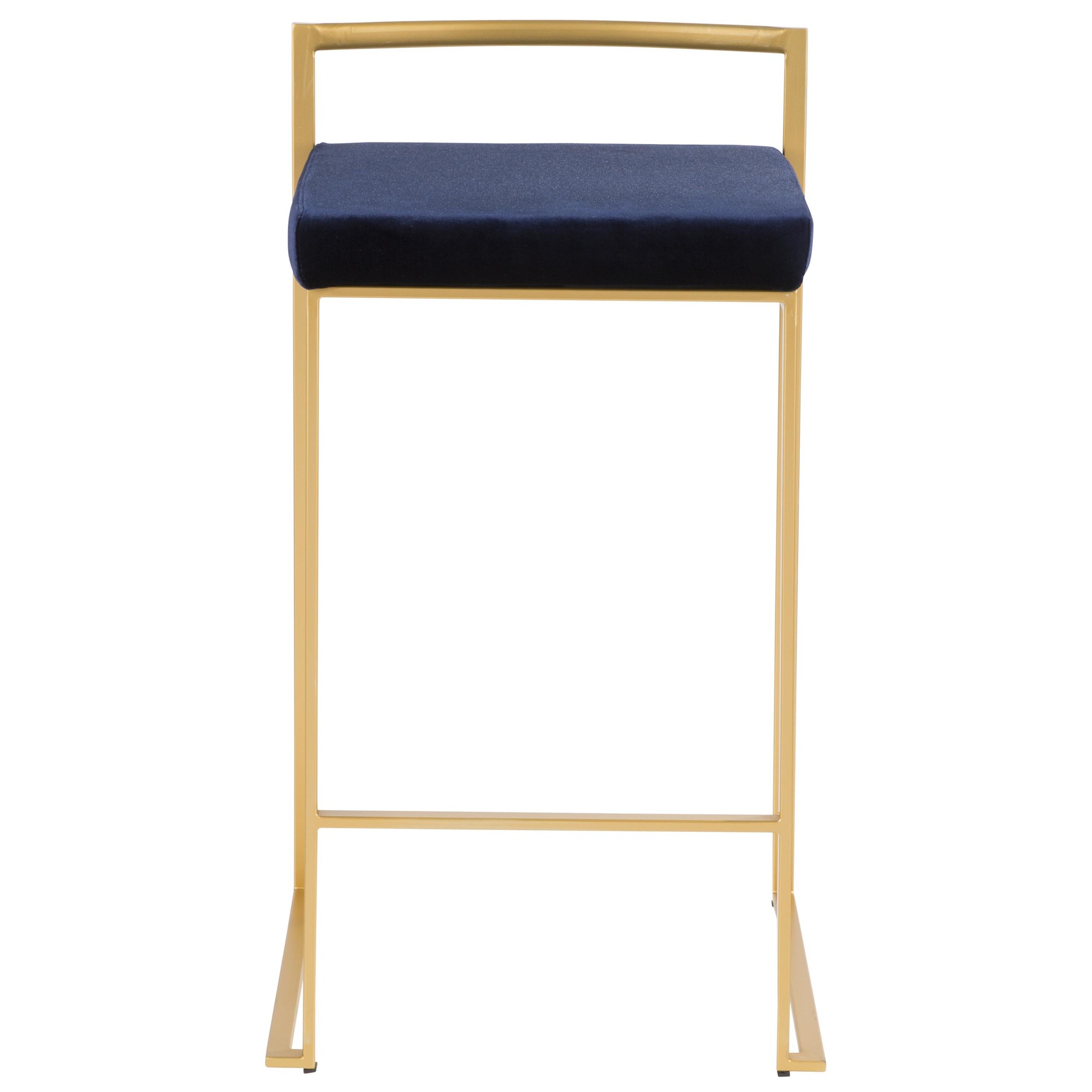 Fuji Gold Blue Velvet Glam Contemporary Counter Stool Set (Set of 2) 14 Fuji Gold Blue Velvet Glam Contemporary Counter Stool Set (Set of 2) - Image 14