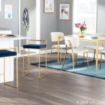 Fuji Gold Blue Velvet Glam Contemporary Counter Stool Set (Set of 2) 20 Fuji Gold Blue Velvet Glam Contemporary Counter Stool Set (Set of 2)