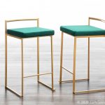 Fuji Gold Green Velvet Contemporary Stackable Counter Stool (Set of 2) 10 Fuji Gold Green Velvet Contemporary Stackable Counter Stool (Set of 2)