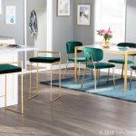 Fuji Gold Green Velvet Contemporary Stackable Counter Stool (Set of 2) 12 Fuji Gold Green Velvet Contemporary Stackable Counter Stool (Set of 2)