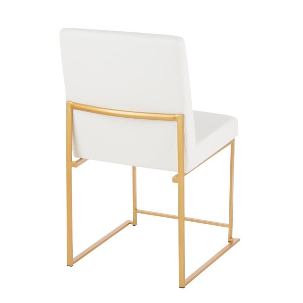 Fuji Gold High Back White Faux Leather Dining Chairs Set of 2 10