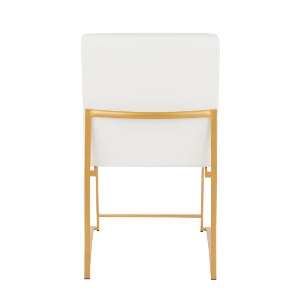 Fuji Gold High Back White Faux Leather Dining Chairs Set of 2 11