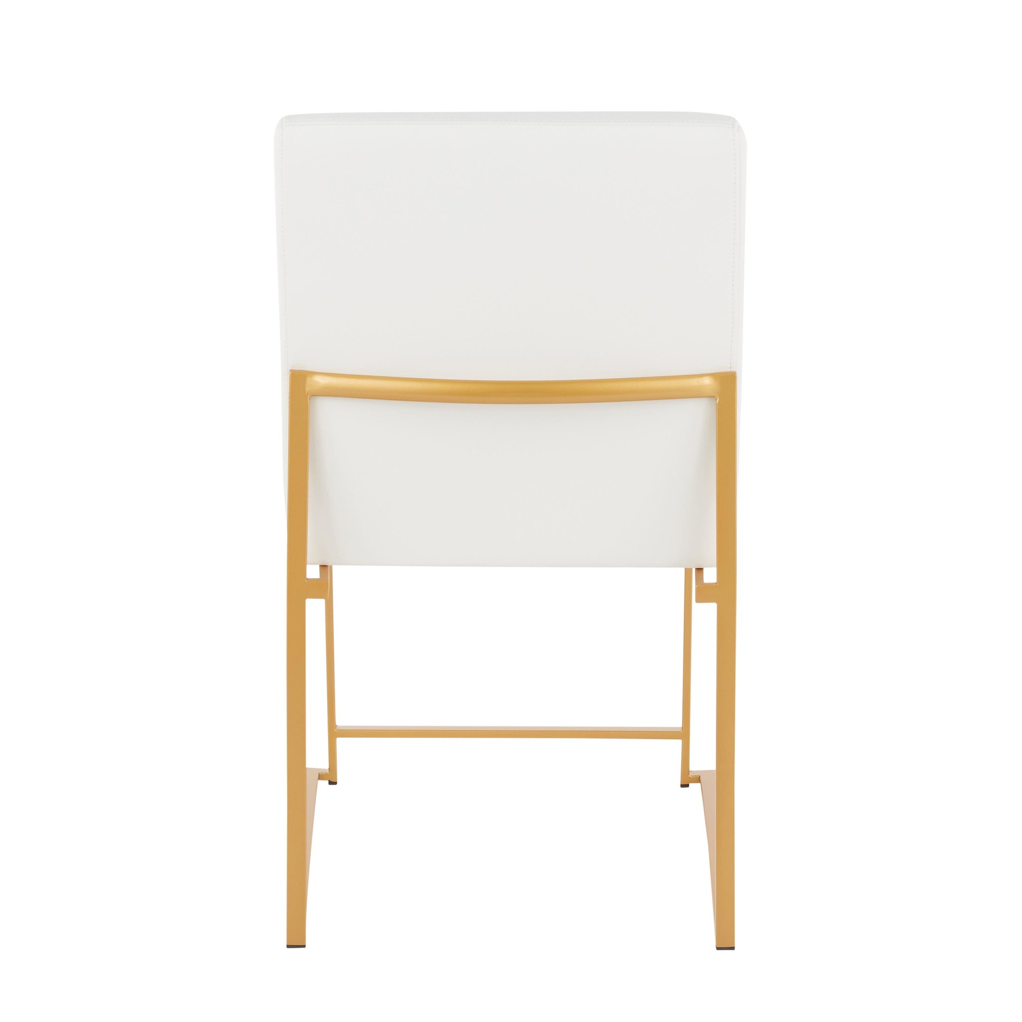 Fuji Gold High Back White Faux Leather Dining Chairs (Set of 2) 12 Fuji Gold High Back White Faux Leather Dining Chairs (Set of 2) - Image 12