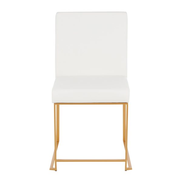Fuji Gold High Back White Faux Leather Dining Chairs Set of 2 12